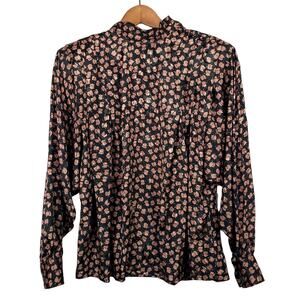 Vintage Tess Floral Print Blouse Top Mock Neck Classic Lady Librarian Dainty 12